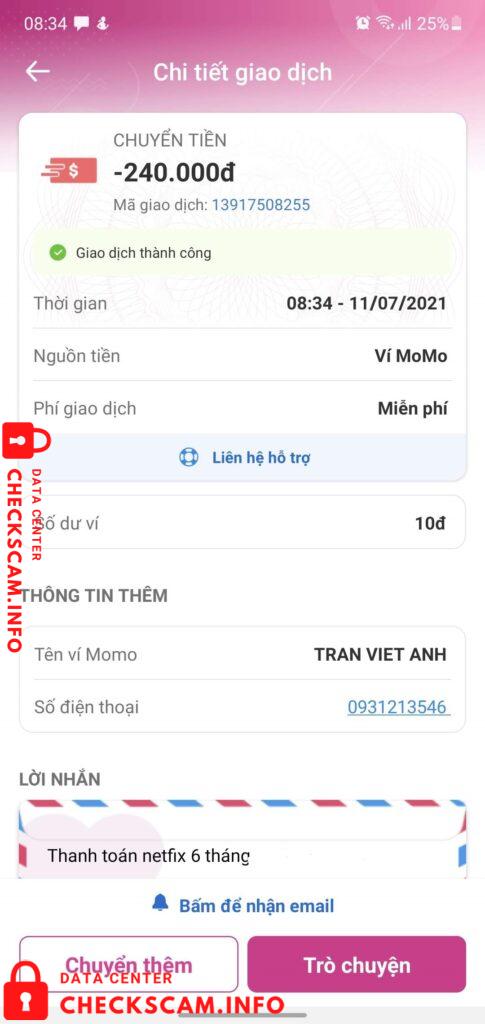 Evidence against Thạch Thị Dung – Trần Việt Anh