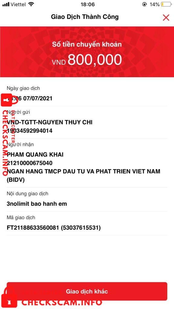 Evidence against Pham Quang Khai