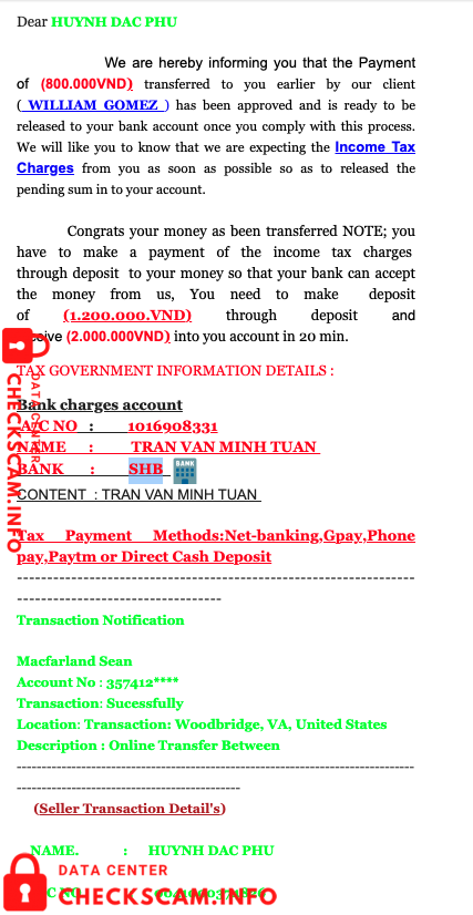 Evidence against Tran Van Minh Tuan