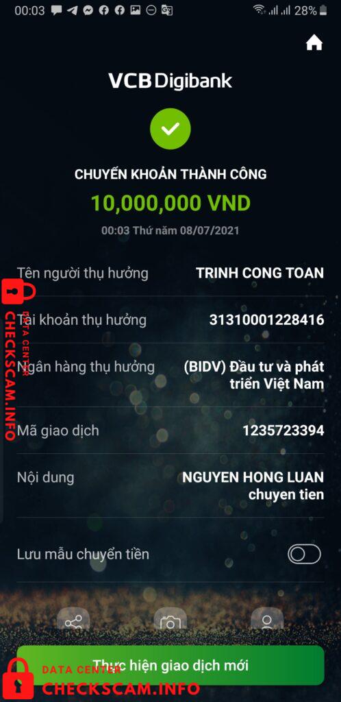 Evidence against Trịnh Công Toàn