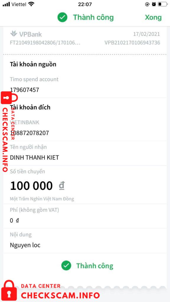 Evidence against Dinh Thanh Kiet