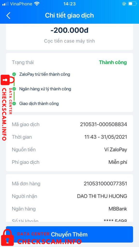 Evidence against Dao Thi Thu Huong