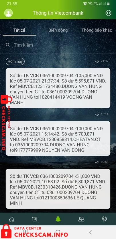 Evidence against Voong Van Manh