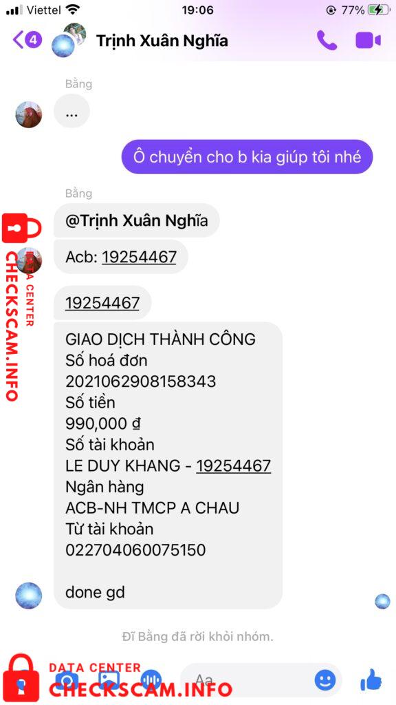 Evidence against Le Duy Khang