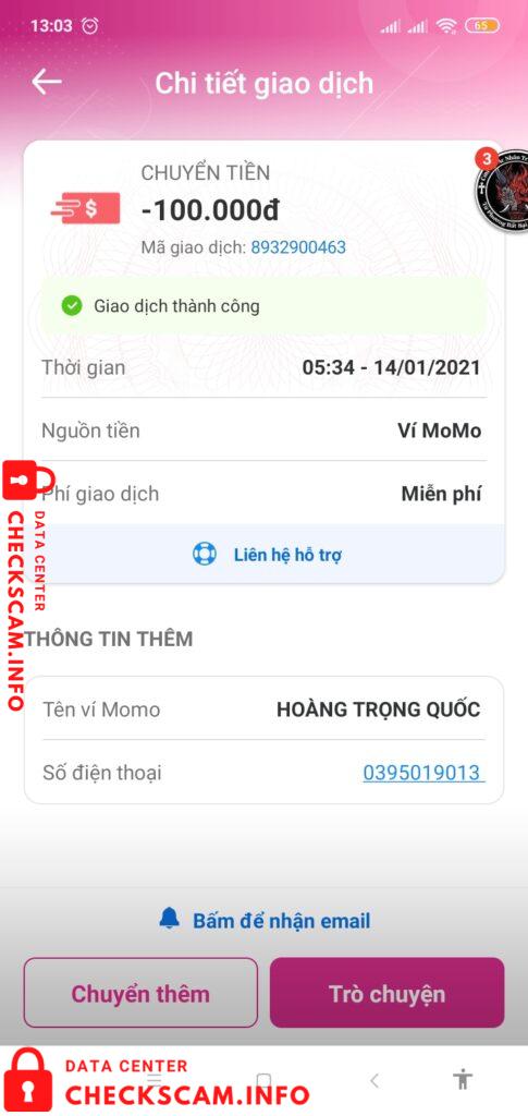 Evidence against Hoàng Trọng Quốc