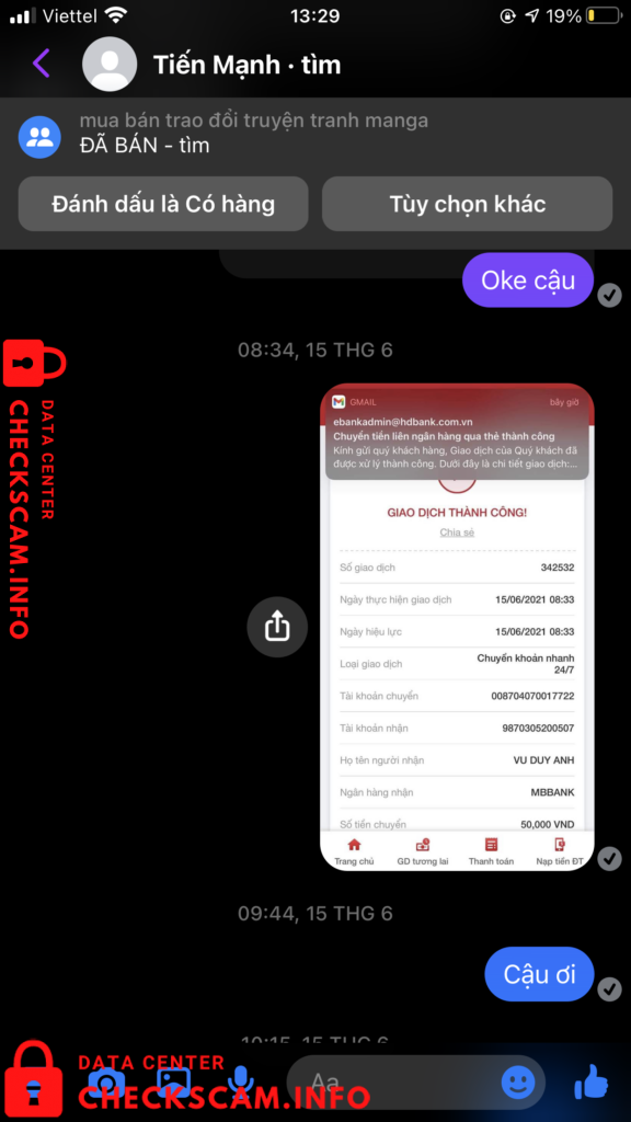 Evidence against Vu Duy Anh