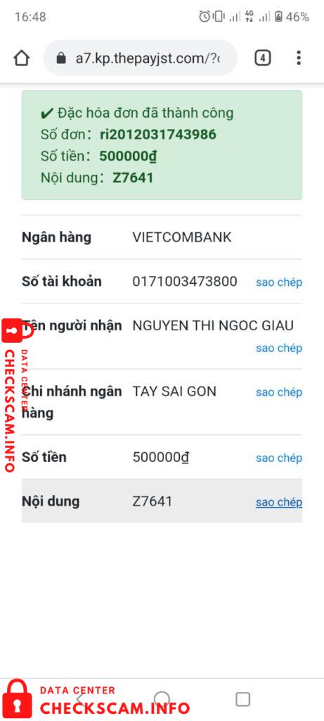 Evidence against Nguyễn Thị Ngọc Giàu