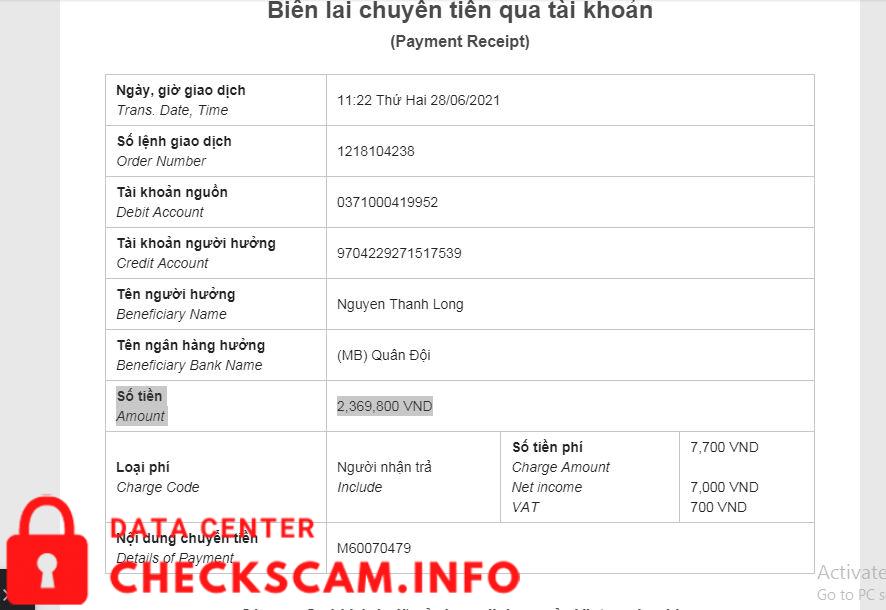 Evidence against Nguyễn Thành Long