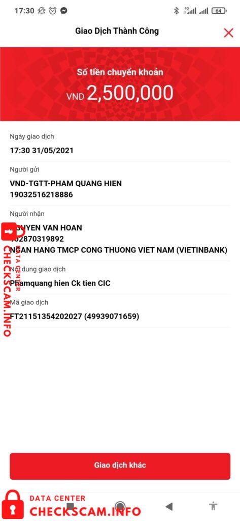 Evidence against Nguyễn Văn Hoàn