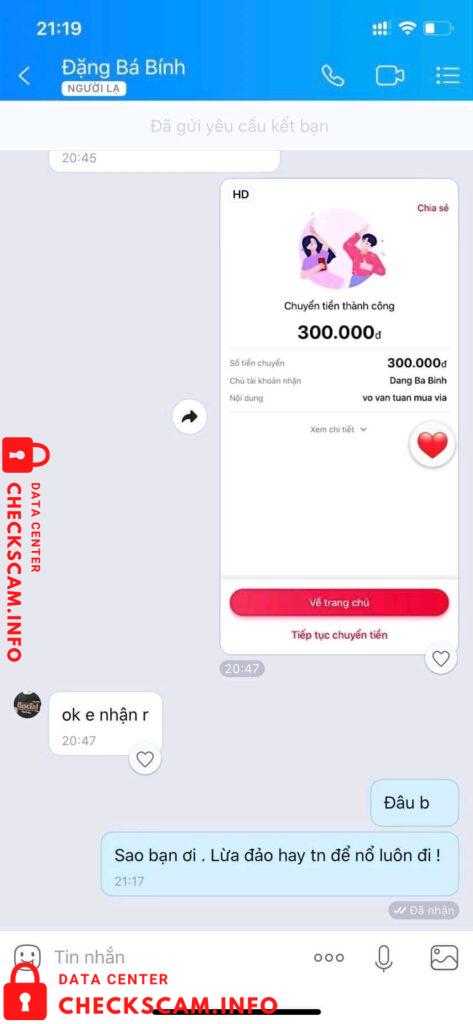 Evidence against Dang Ba Binh