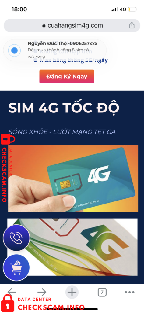 Evidência contra Cuahangsim4g.com