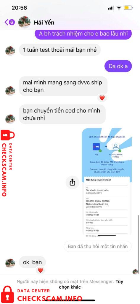 Evidência contra Hoang Xuan Thang