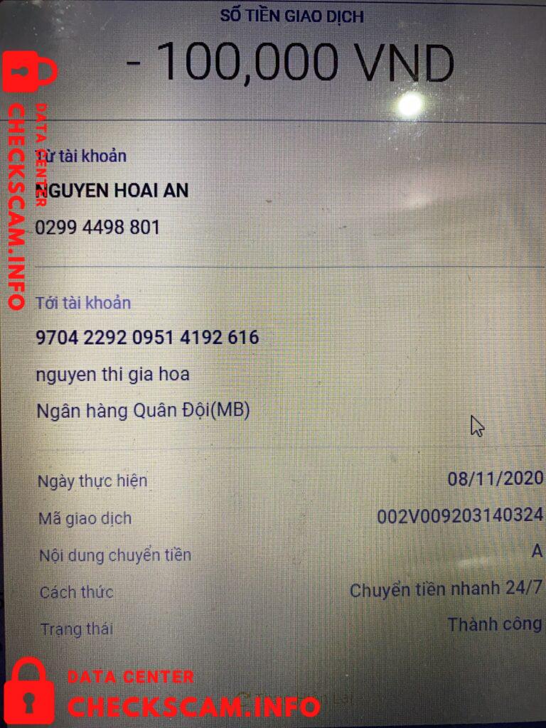 Evidência contra Nguyen Thi Gia Hoa