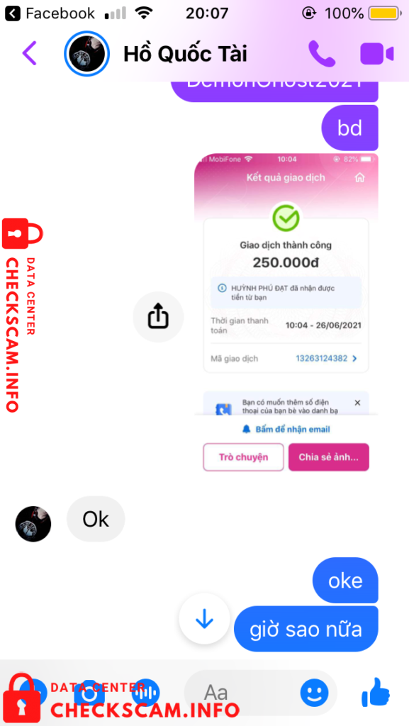 Evidência contra Huỳnh Phú Đạt