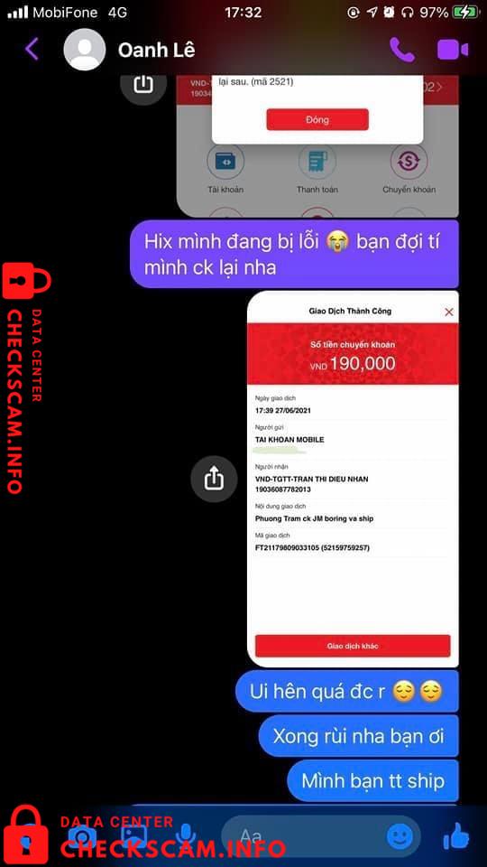 Evidência contra Trần Thị Diệu Nhàn