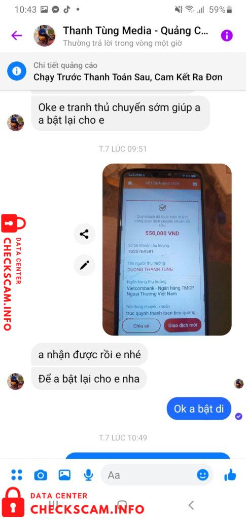 Evidência contra Dương Thanh Tùng