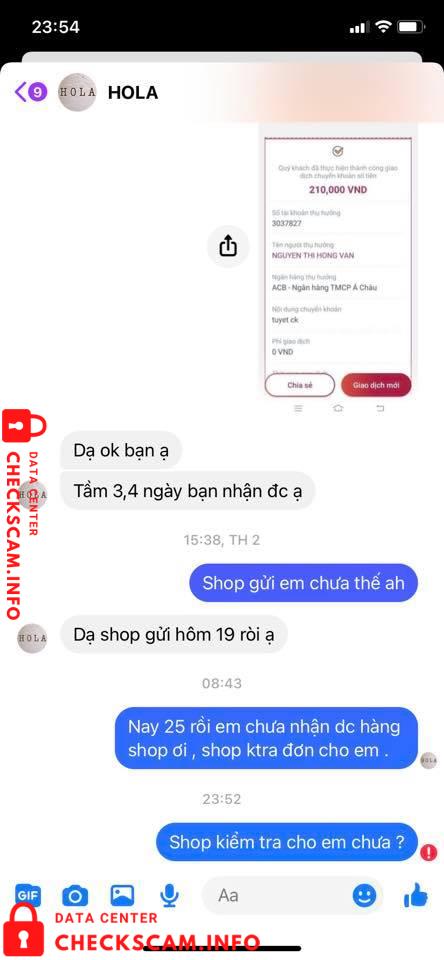 Evidence against Nguyen Thi Hong Van