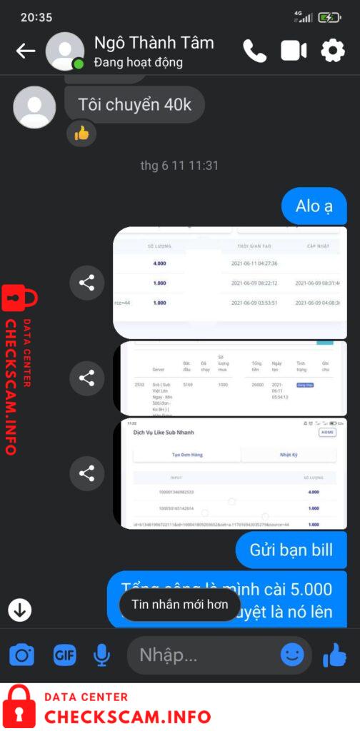 Evidência contra Ngô Thành Tâm