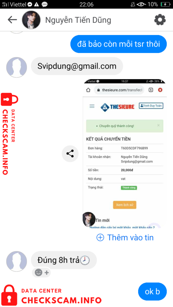Evidência contra Nguyễn Tiến Dũng