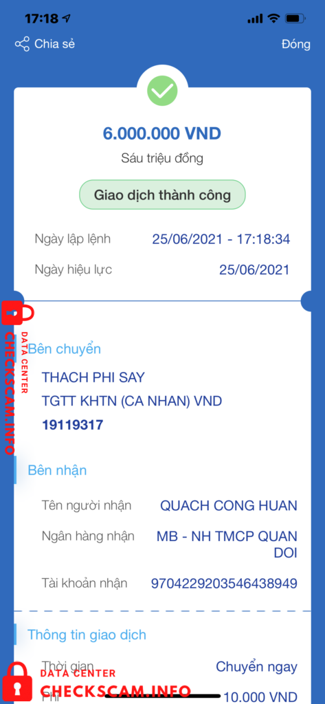Evidência contra Quach Cong Huan
