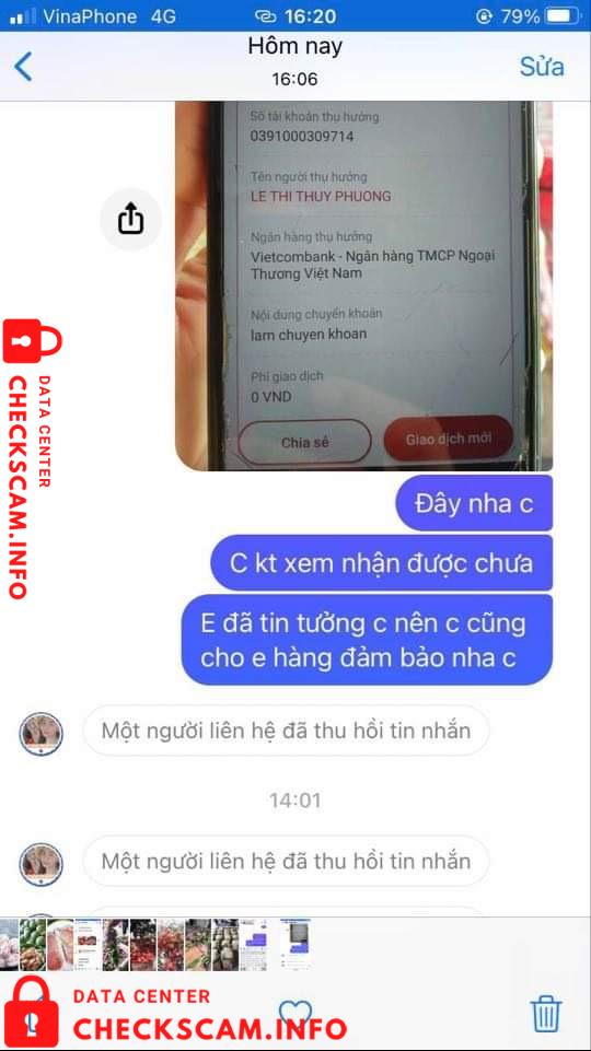 Evidência contra Le Thi Thuy Phuong