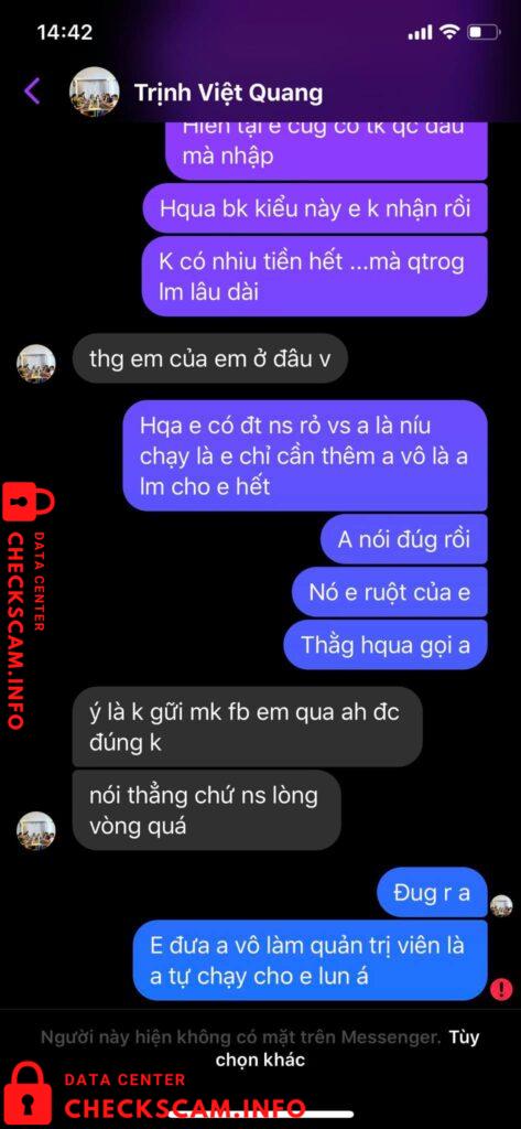 Evidência contra Trần Việt Quang