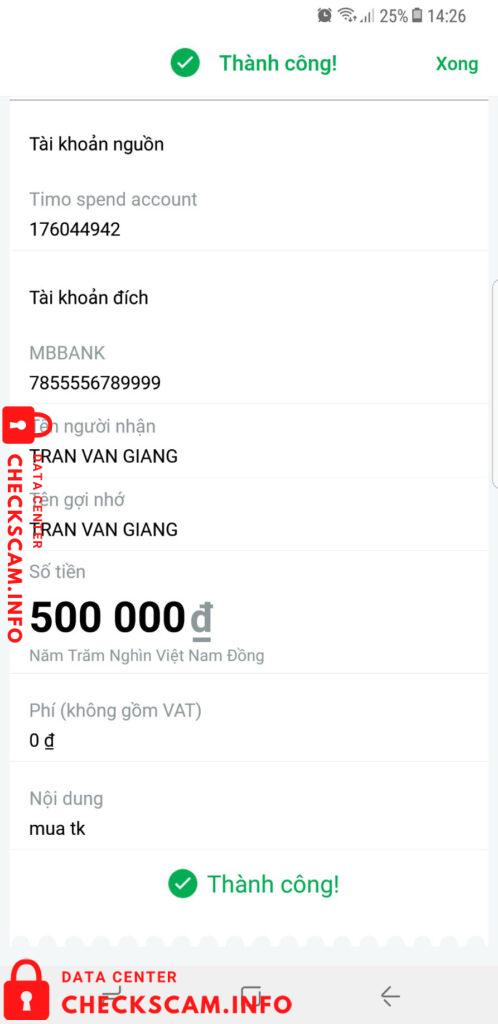 Evidência contra Tran Van Giang
