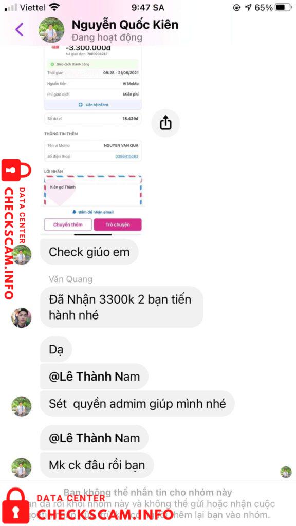 Evidência contra Nguyễn Văn Quang