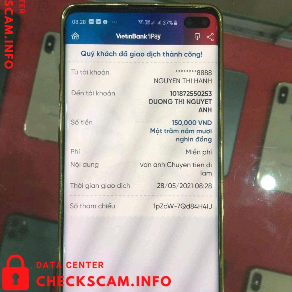 Evidência contra Duong Thi Nguyet Anh