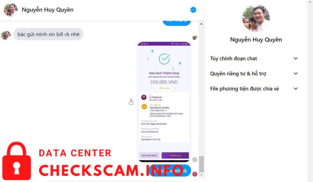 Evidência contra Nguyễn Huy Quyền