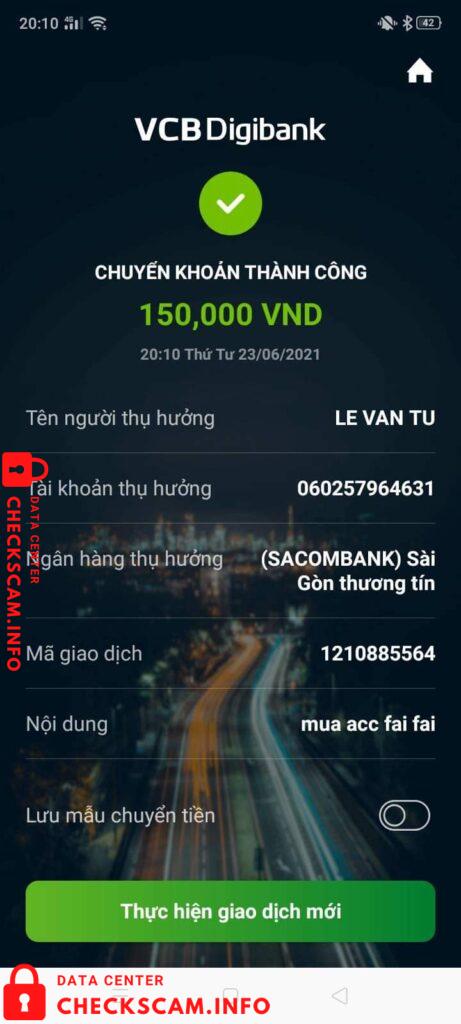 Evidência contra Le Van Tu