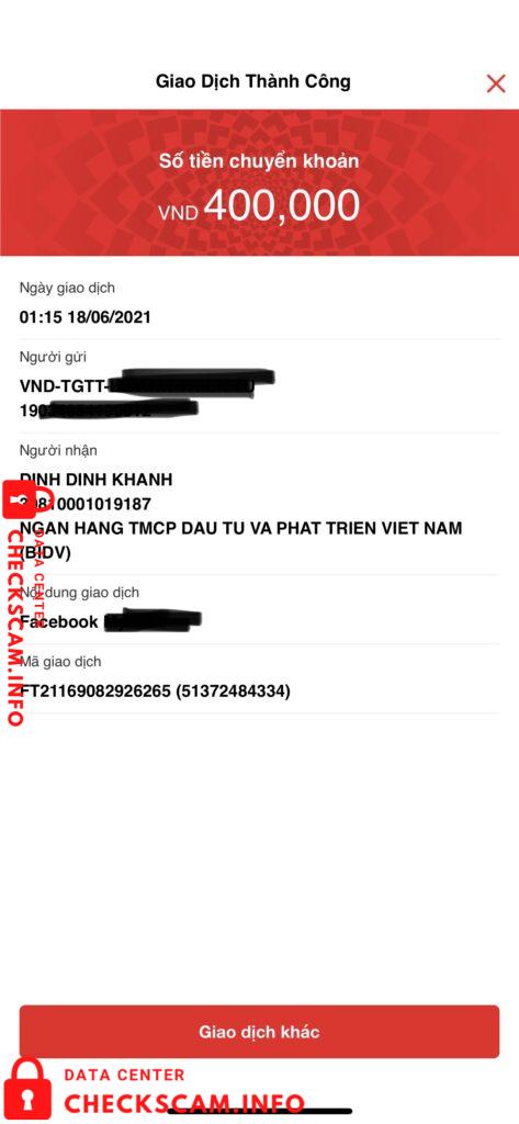 Evidência contra Dinh Dinh Khanh