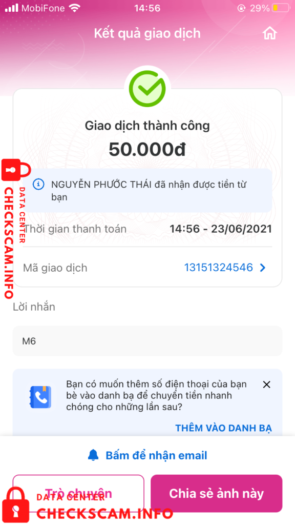 Evidência contra Nguyễn Phước Thái