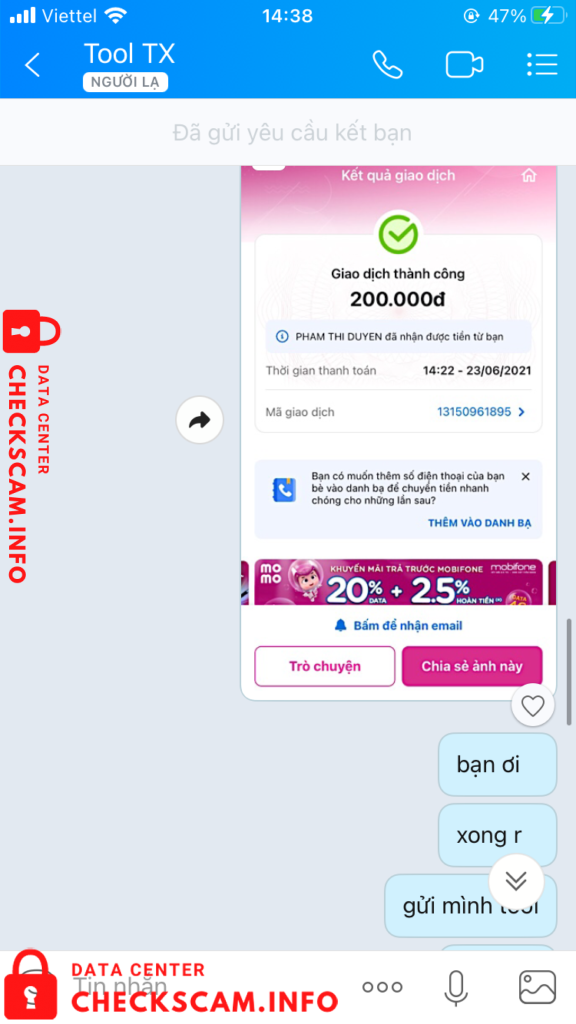 Evidência contra Pham Thi Duyen
