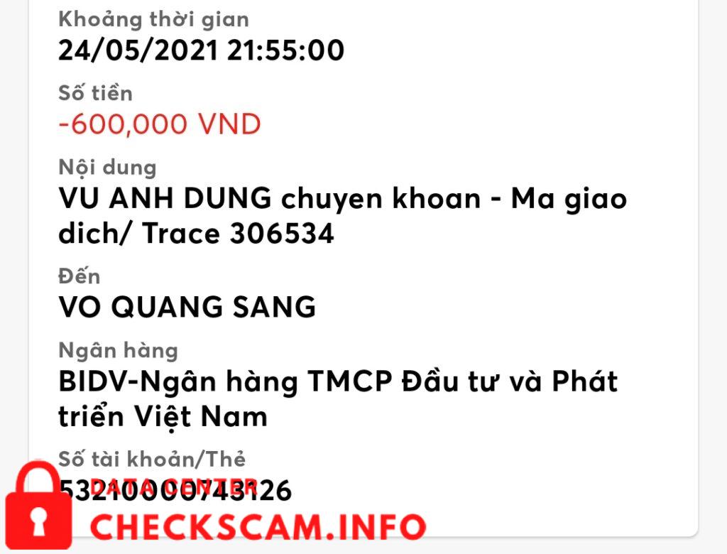 Evidência contra Vo Quang Sang