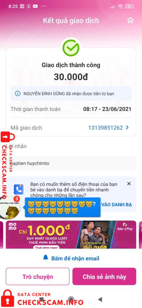 Evidência contra Nguyễn Đình Dũng
