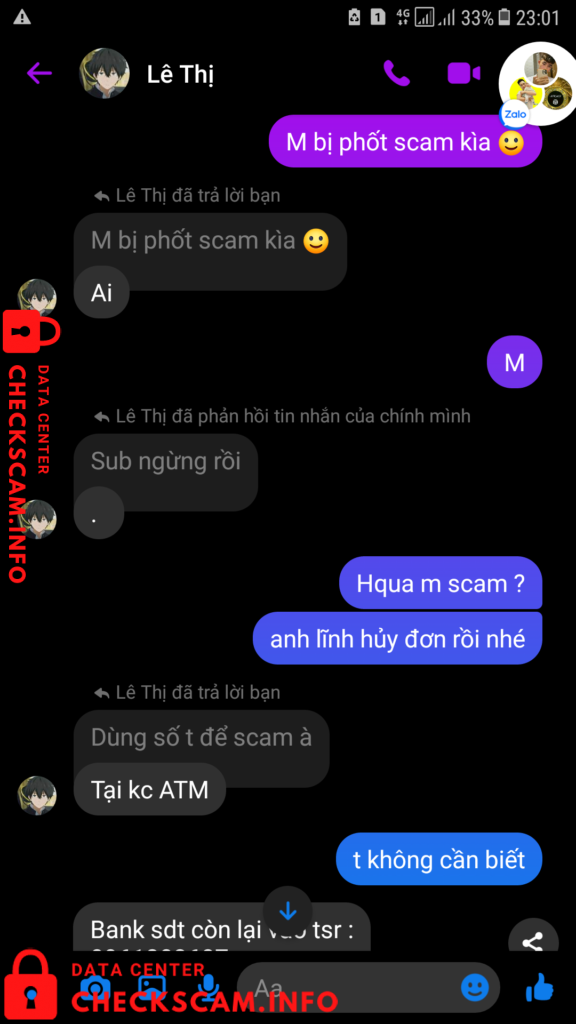 Evidência contra Lê Thị Phương Ánh