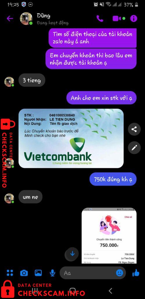 Evidência contra Le Tien Dung