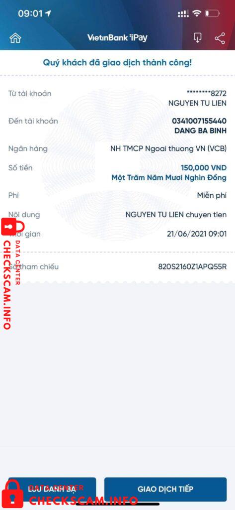 Evidência contra Đặng Bá Bính