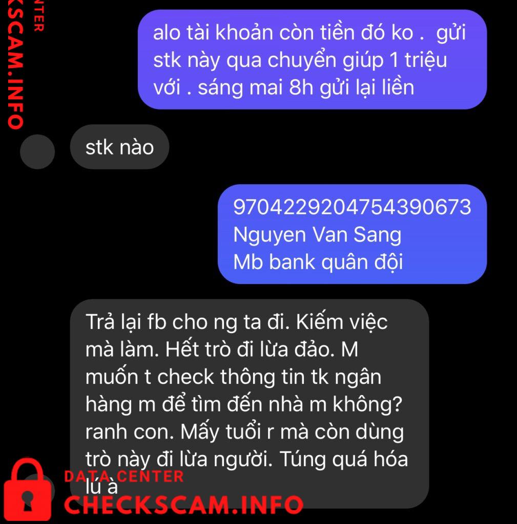 Preuves contre Nguyen Van Sang