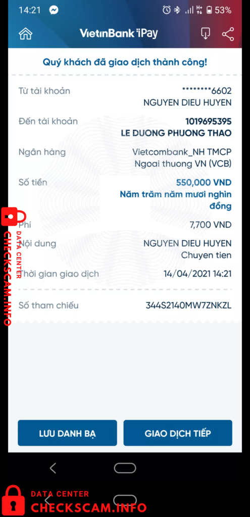 Evidência contra Lê Dương Phương Thảo