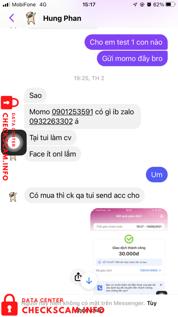 Evidência contra Võ Thị Mỹ Tiên