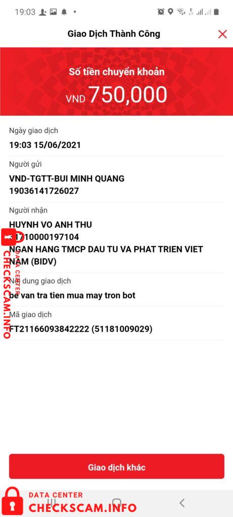 Bằng chứng chống lại Huỳnh Võ Anh Thư