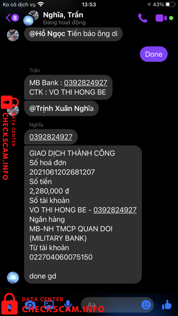 Bằng chứng chống lại Vo Thi Hong Be
