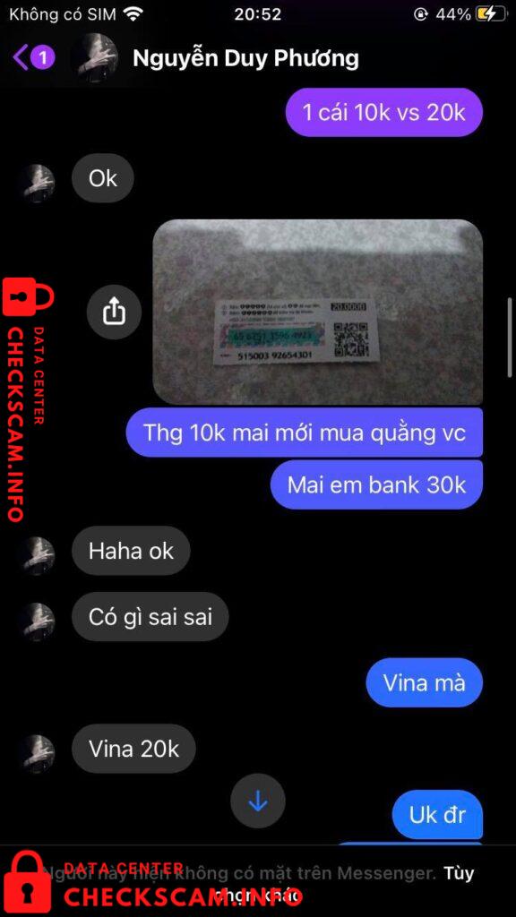 Evidência contra Nguyễn Duy Phương