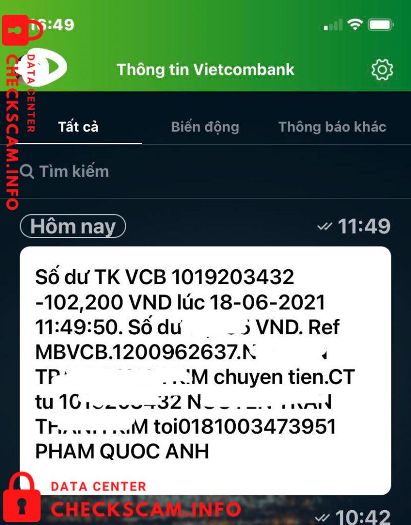 Evidência contra Pham Quoc Anh