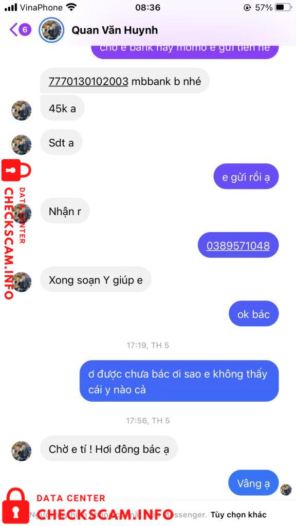 Evidência contra Quan Văn Huynh