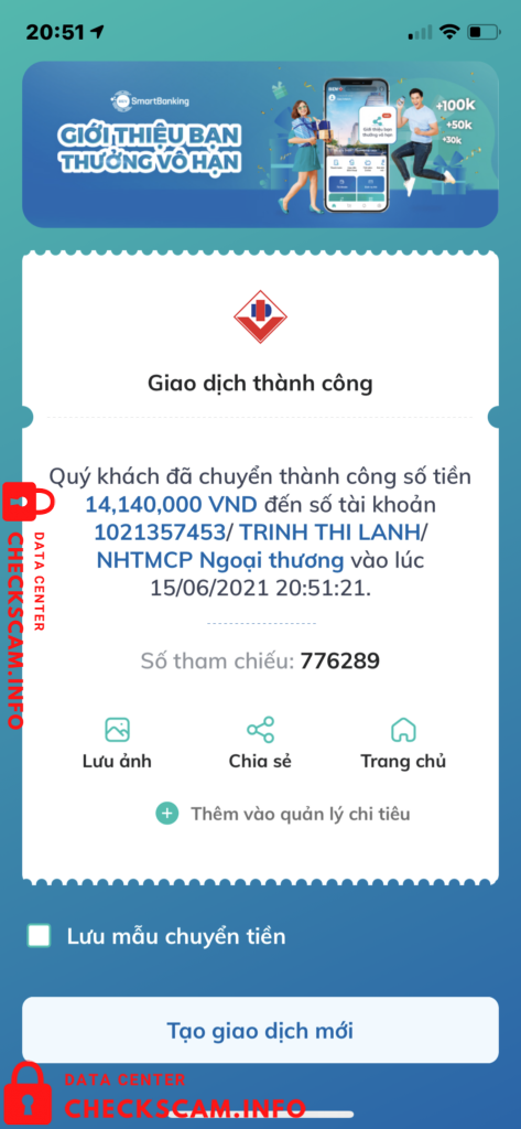 Evidência contra Trinh Thi Lanh
