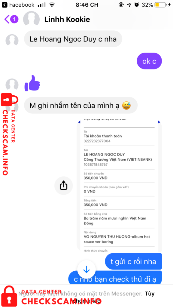 Evidência contra Trần Thị Thùy Linh