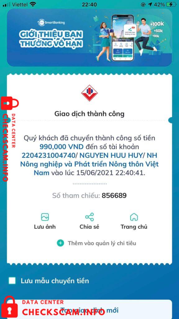 Evidência contra Nguyen Huu Huy